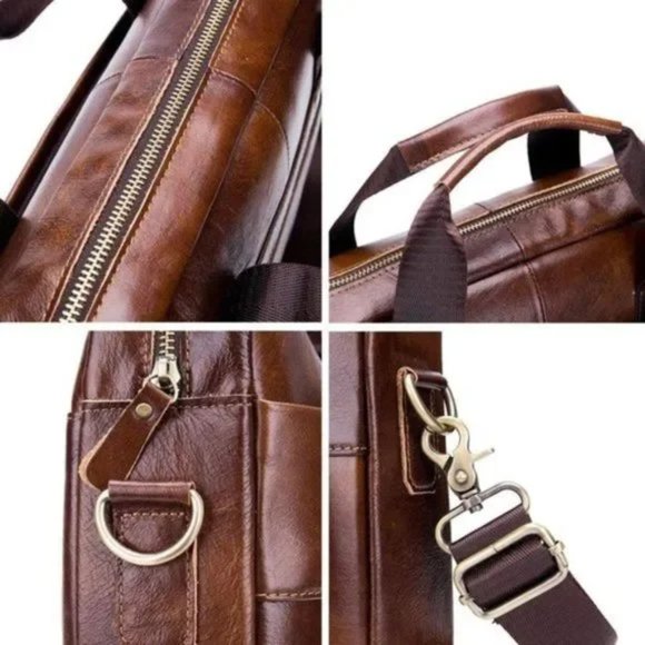 New Leather Messenger Handbag Business Brown #01 - Picture 6 of 8
